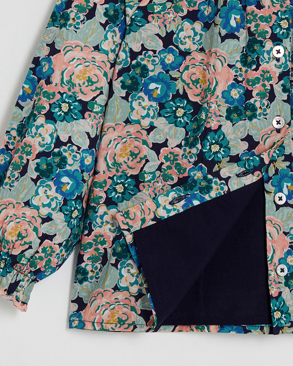 Printed poplin blouse Large flower print  Natalys