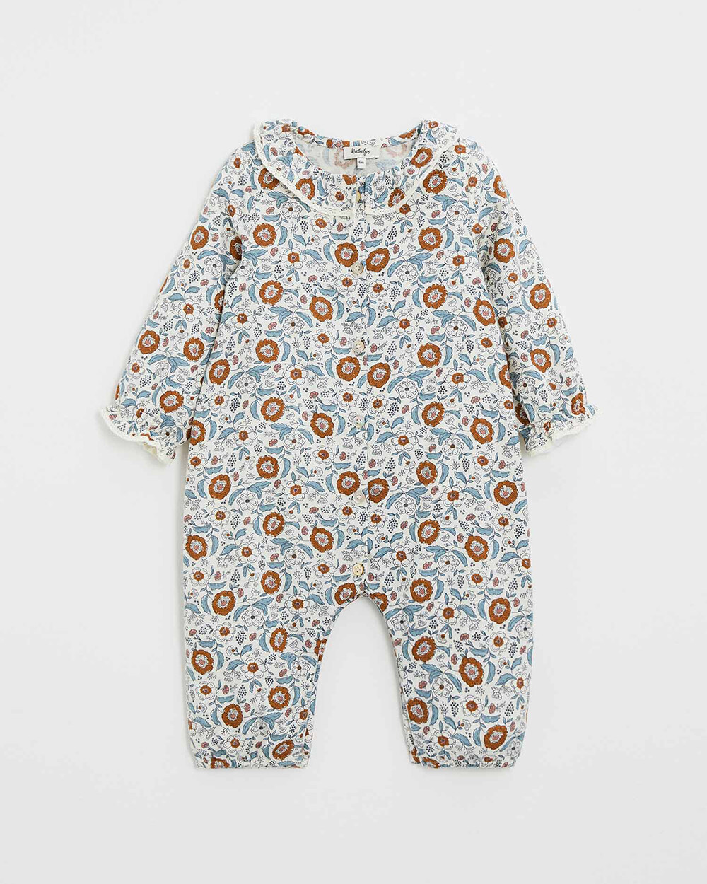 One-piece printed pajamas Folk flower print  Natalys