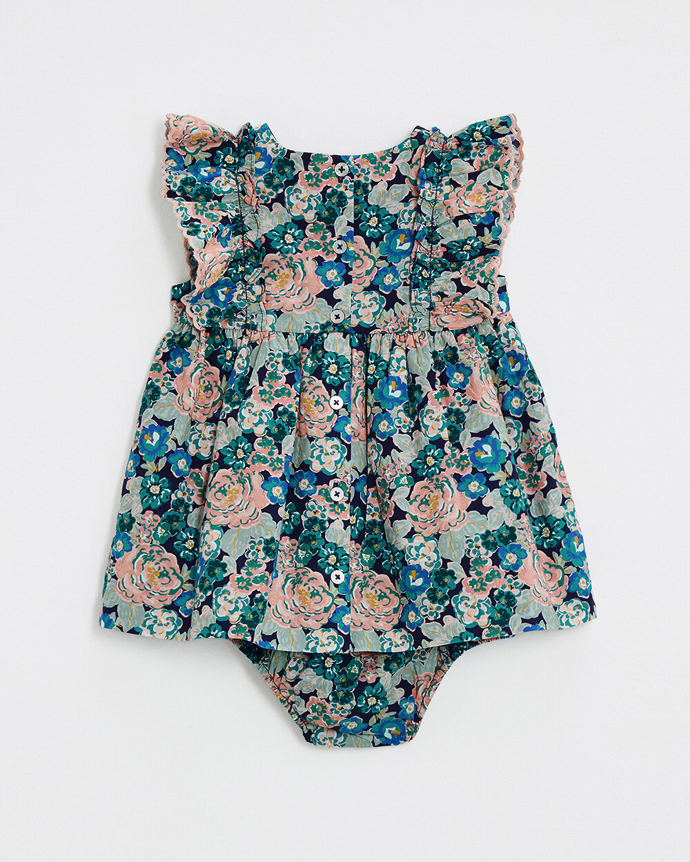 Sleeveless poplin dress Large flower print  Natalys