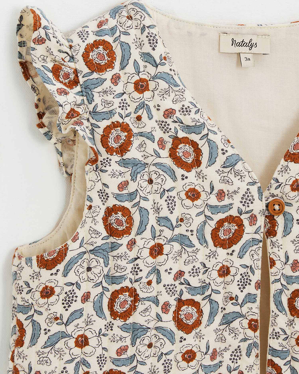 Printed sleeveless vest Folk flower print  Natalys