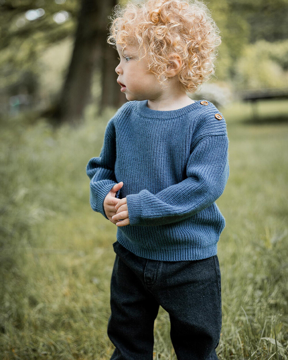 Fancy knit sweater Night blue color  Natalys