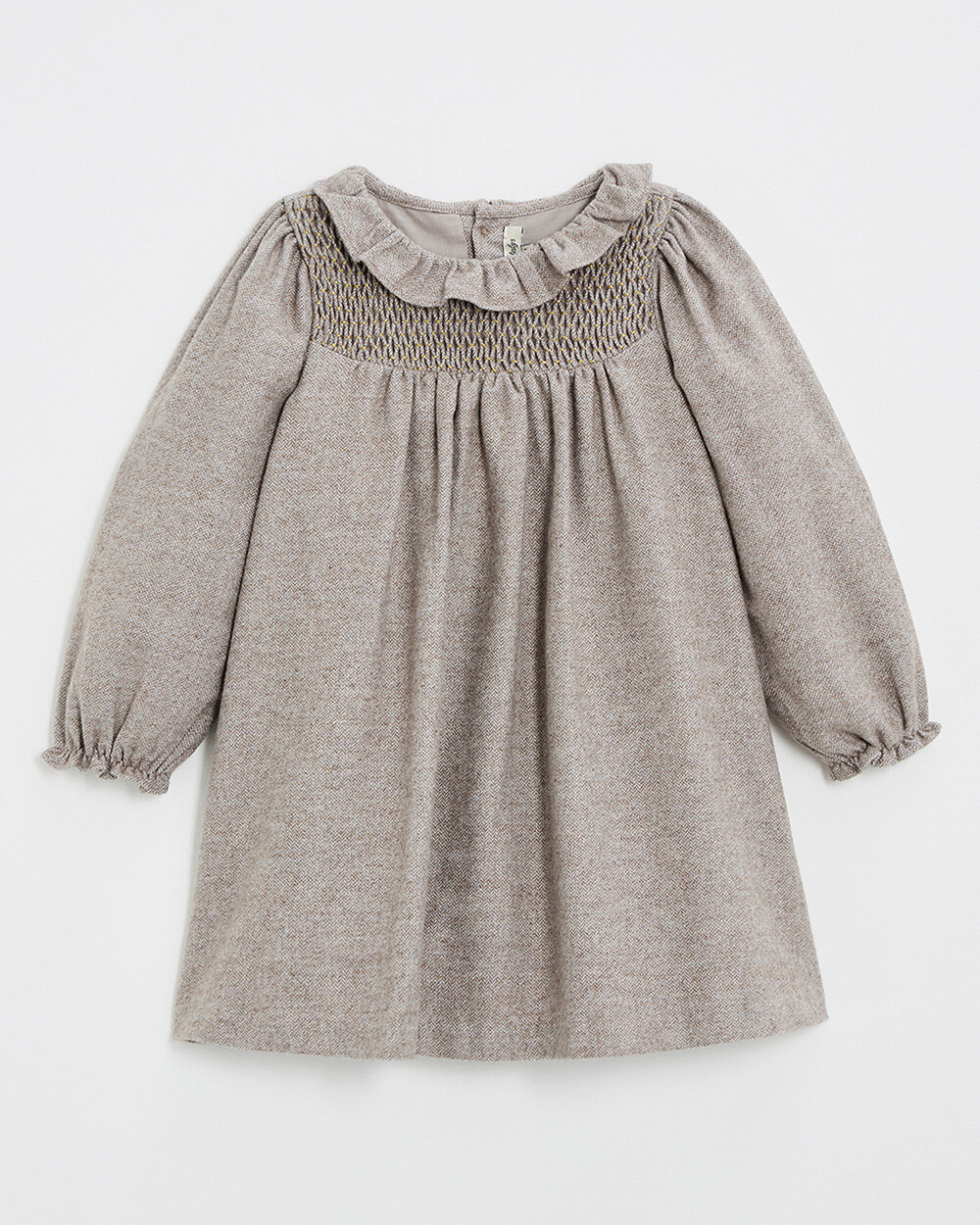 Long sleeve flannel dress Beige color  Natalys