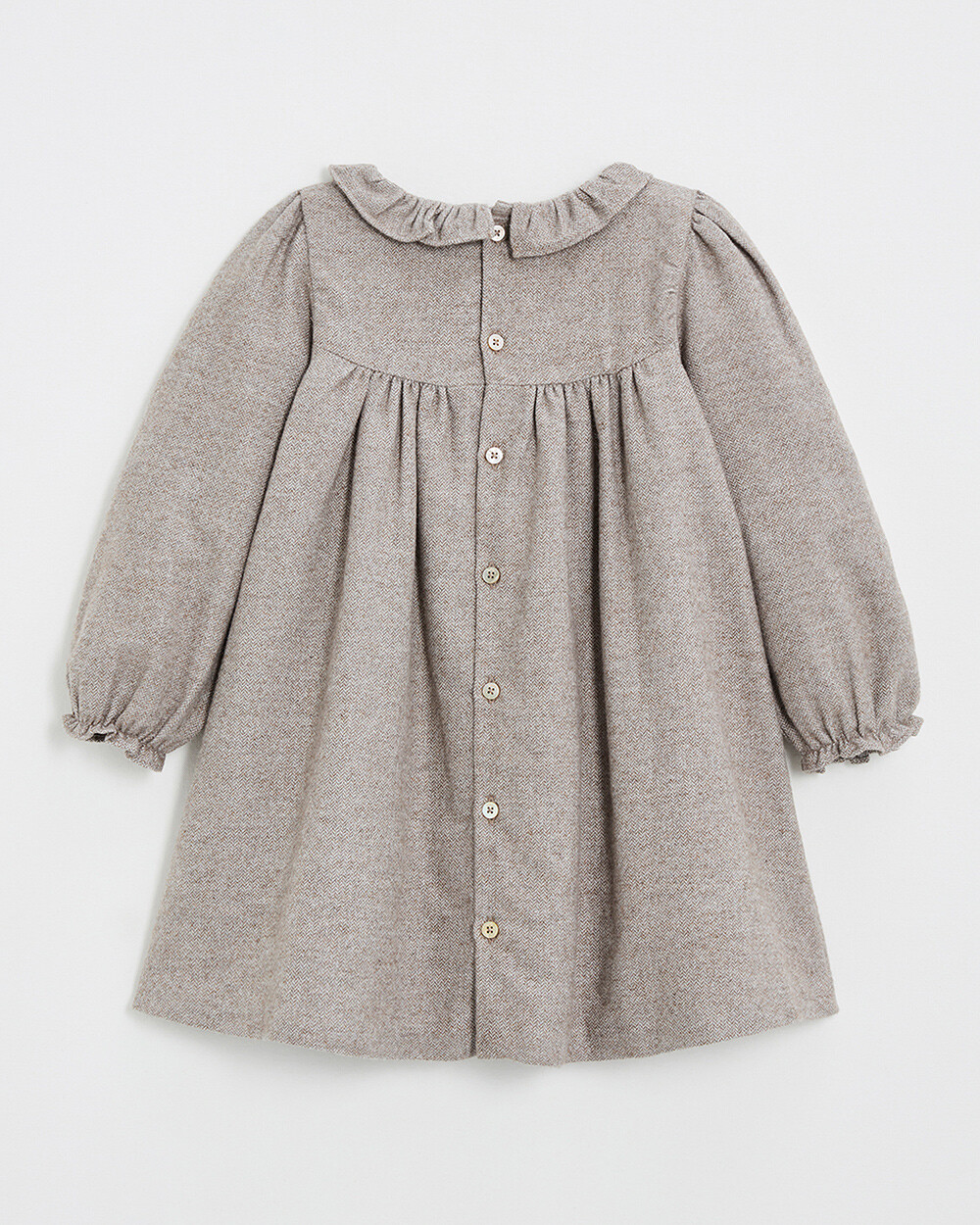 Long sleeve flannel dress Beige color  Natalys