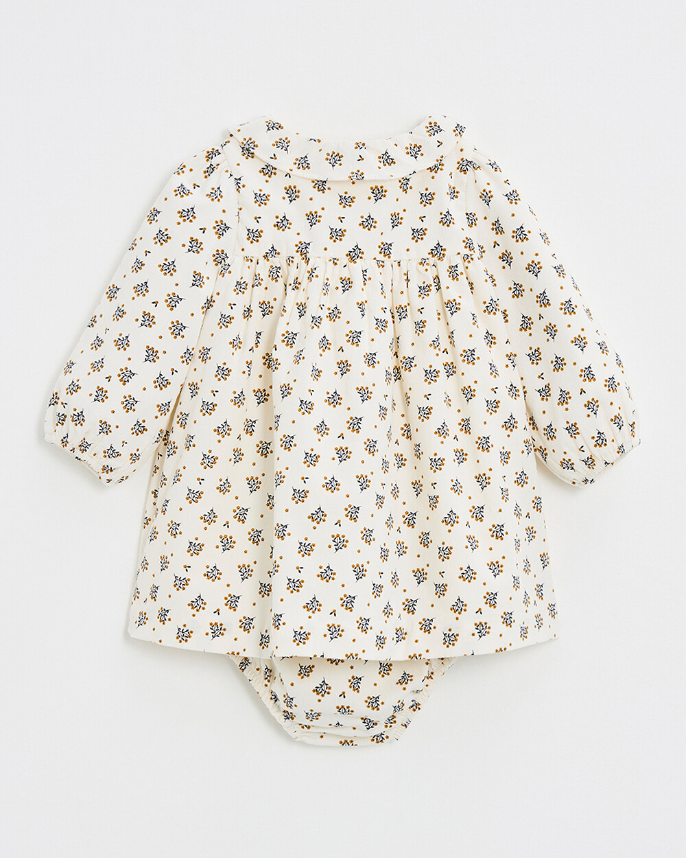 Long sleeve velvet dress Gold button print  Natalys