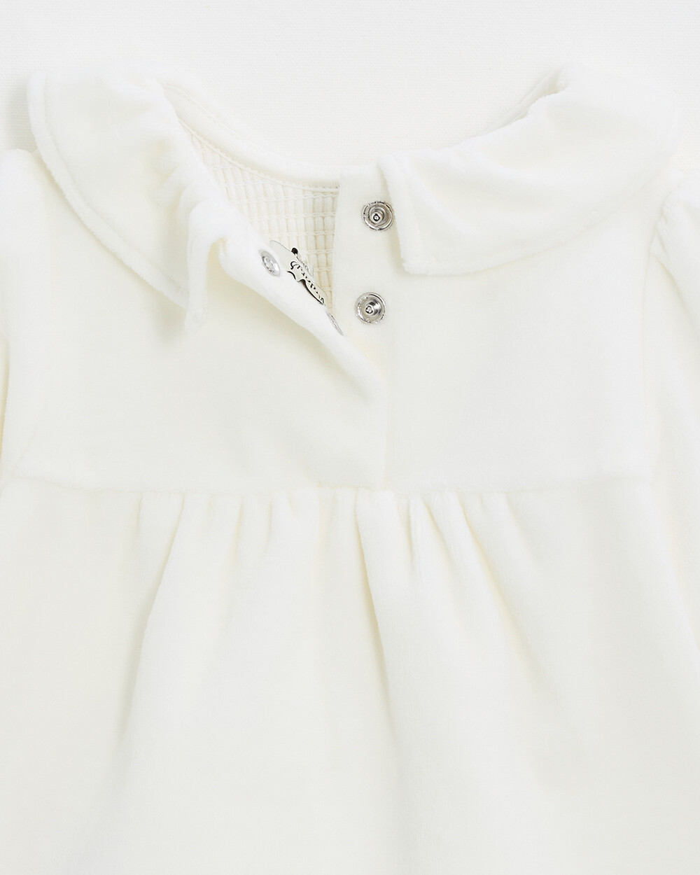 Two-piece pajamas in smocked velvet Ecru color Natalys