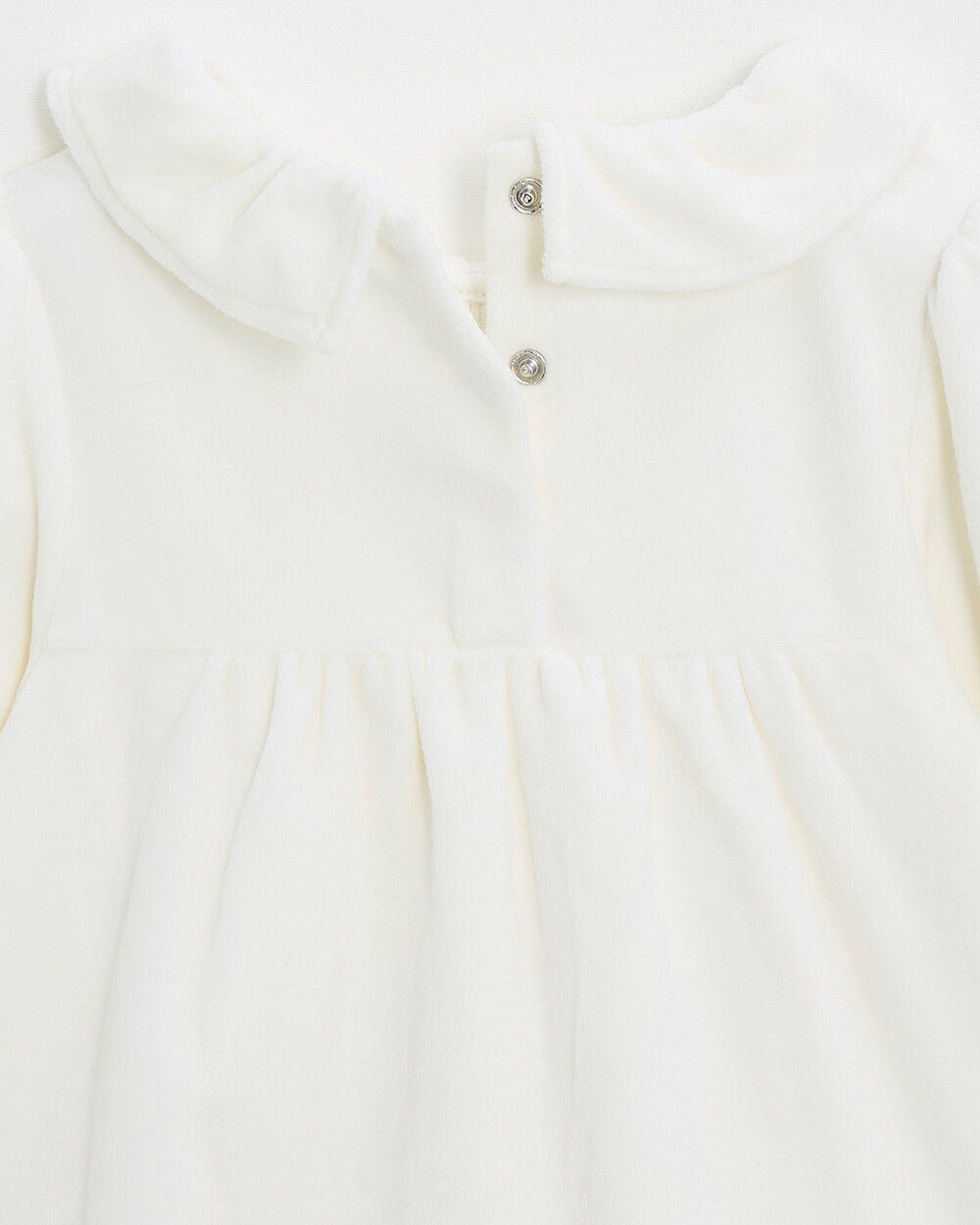 Two-piece pajamas in smocked velvet Ecru color  Natalys