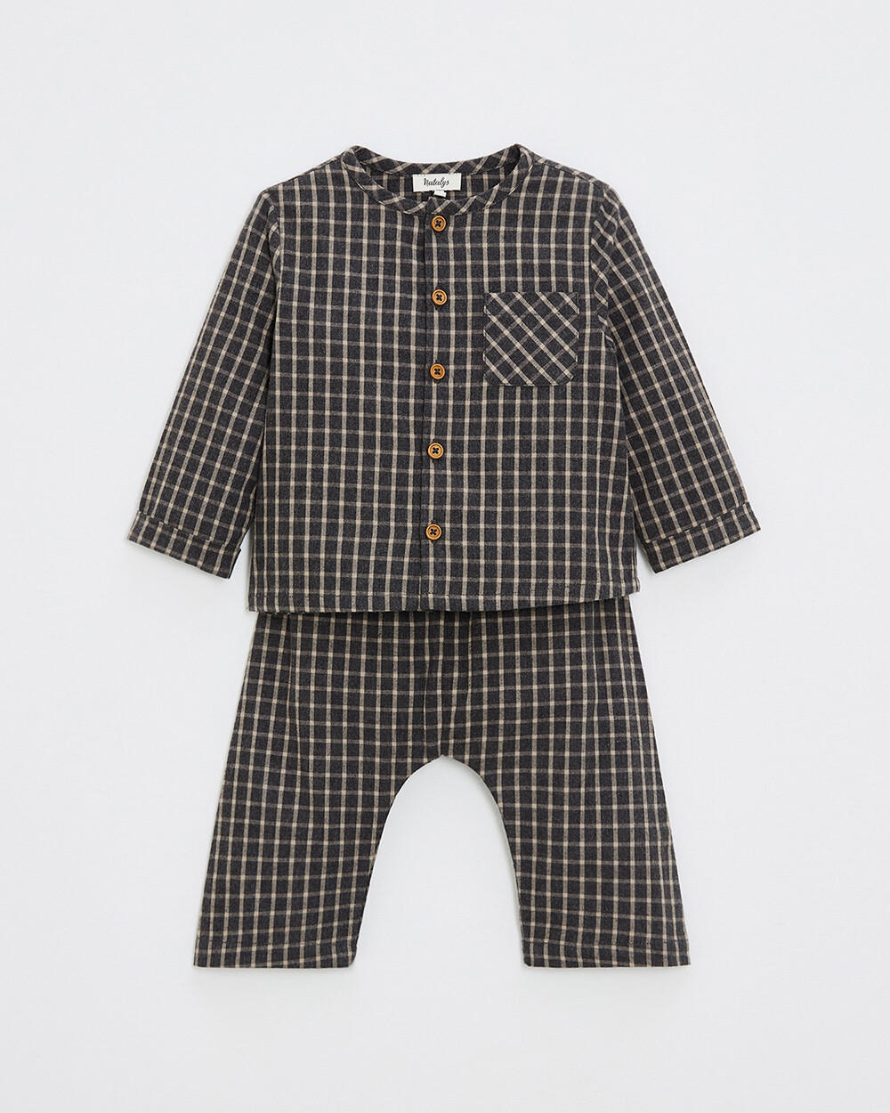 Two-piece flannel pajamas Heather anthracite gray color  Natalys