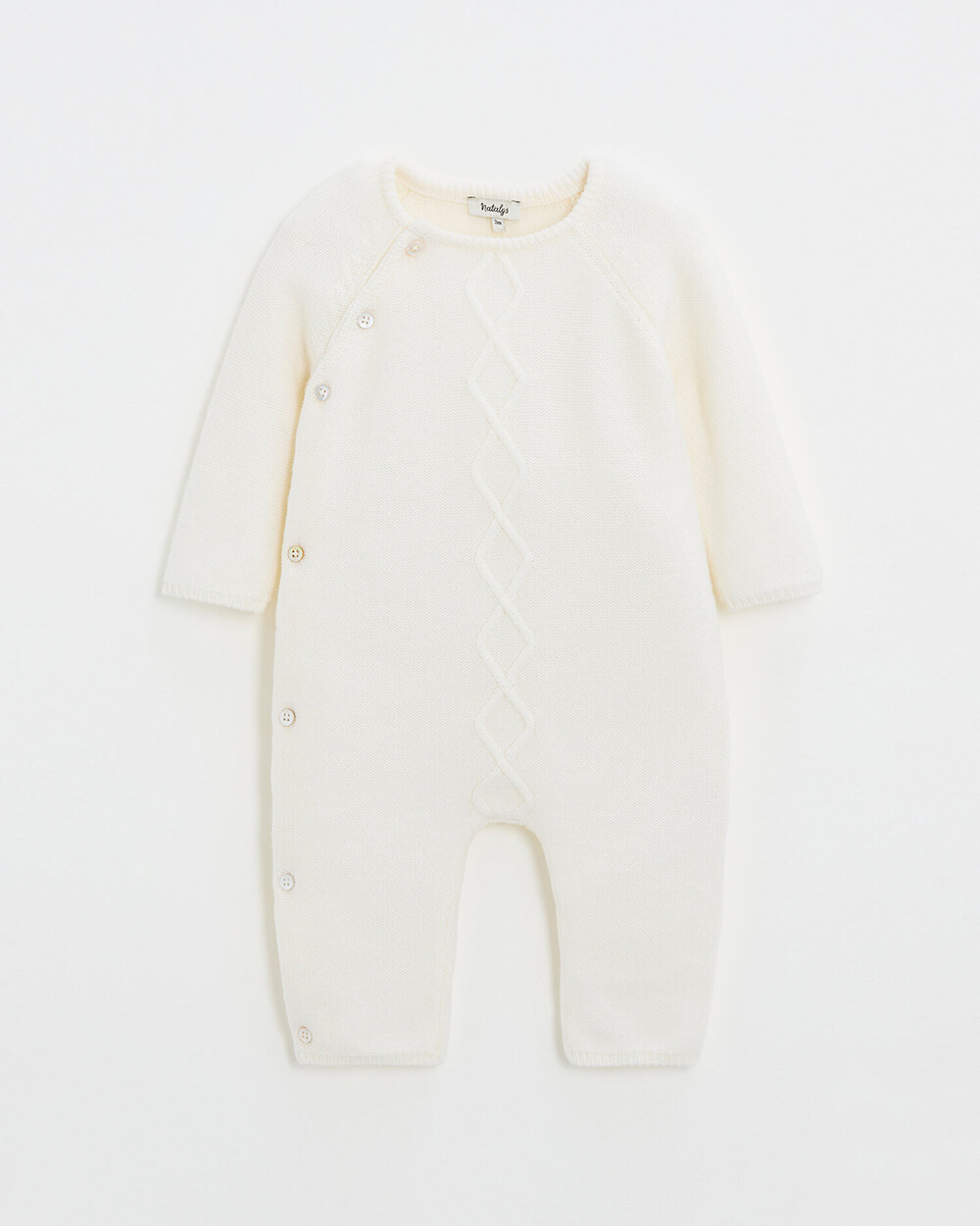 Long footless jumpsuit in Merino wool Ecru color  Natalys