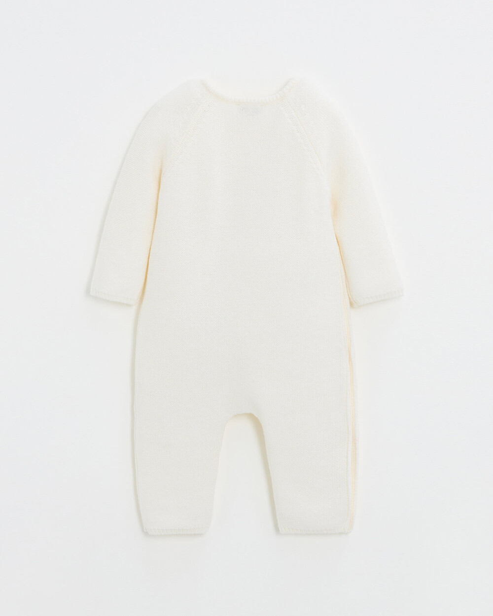 Long footless jumpsuit in Merino wool Ecru color  Natalys