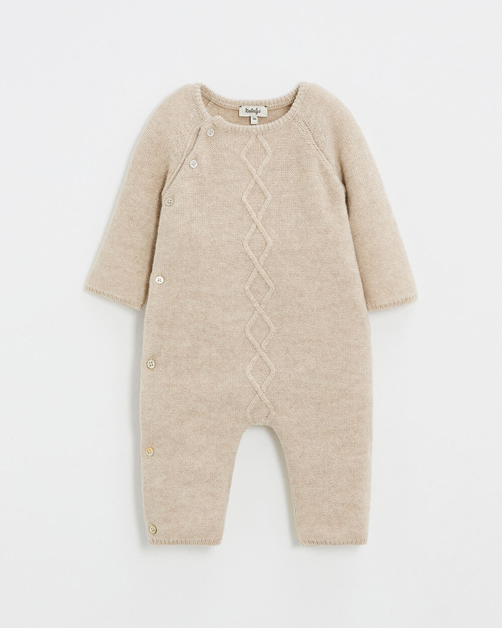 Long footless jumpsuit in Merino wool Color Beige  Natalys