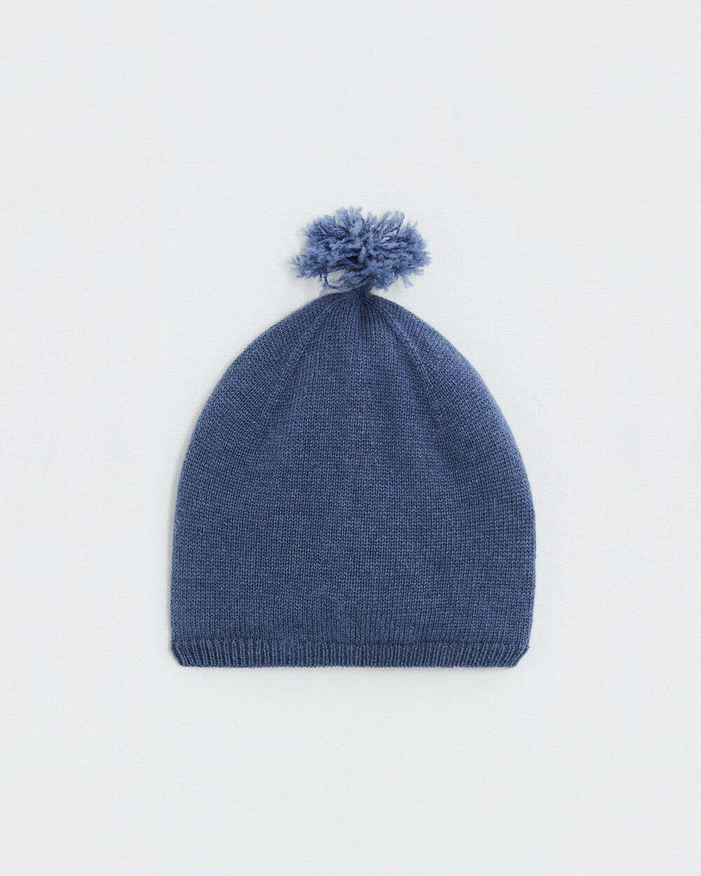Merino wool pom pom hat Blue color  Natalys