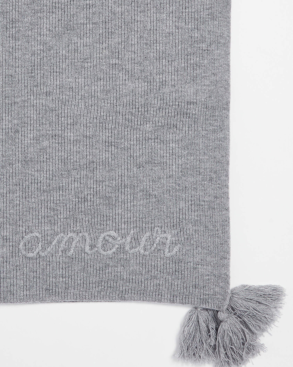 Embroidered Merino wool blanket Grey color  Natalys