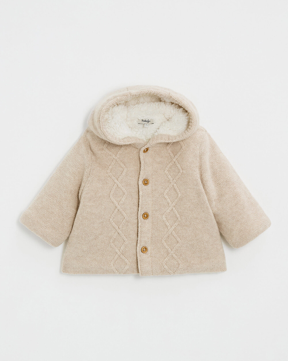 Merino wool hooded jacket Color Beige  Natalys