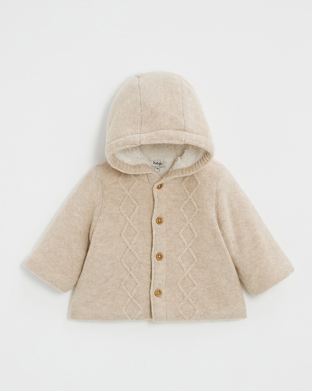Merino wool hooded jacket Color Beige  Natalys