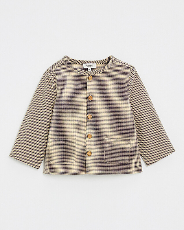 Gingham shirt Anthracite grey/beige color  Natalys