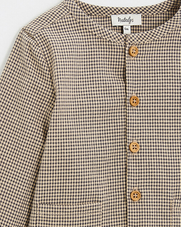 Gingham shirt Anthracite grey/beige color  Natalys