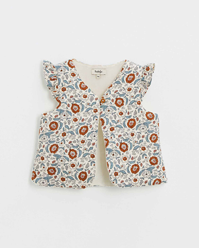 Printed sleeveless vest Folk flower print  Natalys