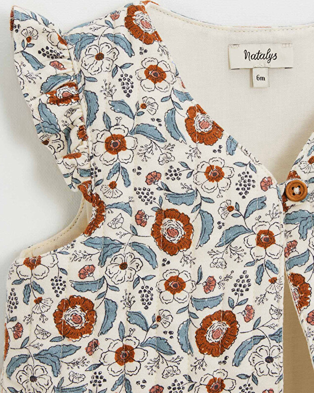 Printed sleeveless vest Folk flower print  Natalys