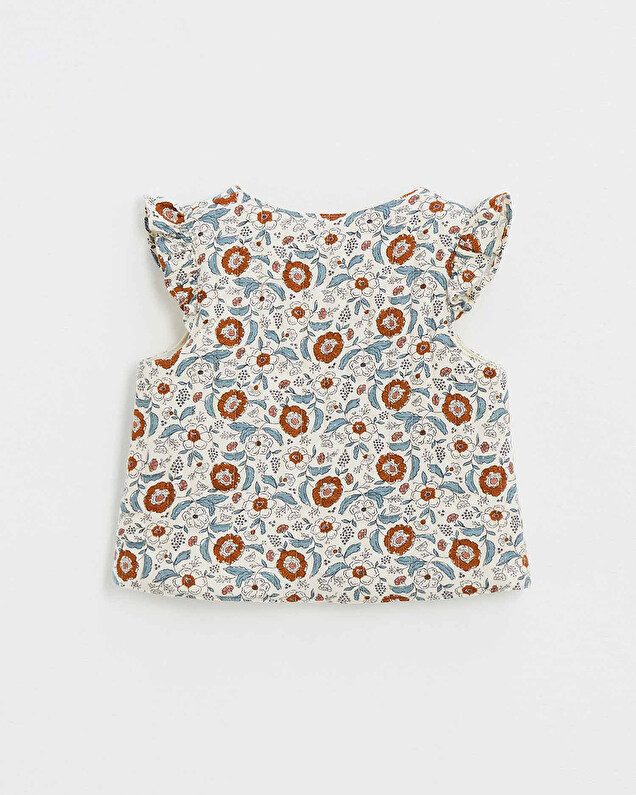 Printed sleeveless vest Folk flower print  Natalys