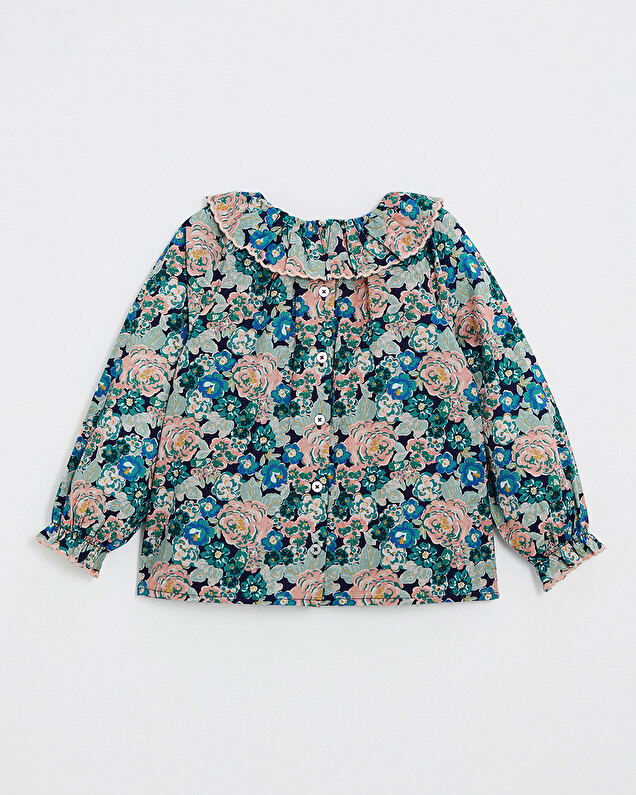 Printed poplin blouse Large flower print  Natalys