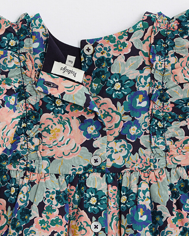 Sleeveless poplin dress Large flower print  Natalys