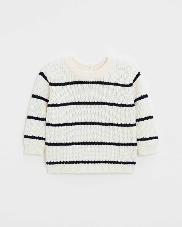 Striped knit sweater Ecru color  Natalys