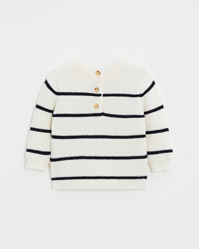 Striped knit sweater Ecru color  Natalys