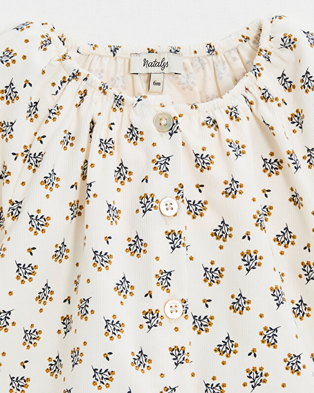 Velvet blouse Gold button print  Natalys