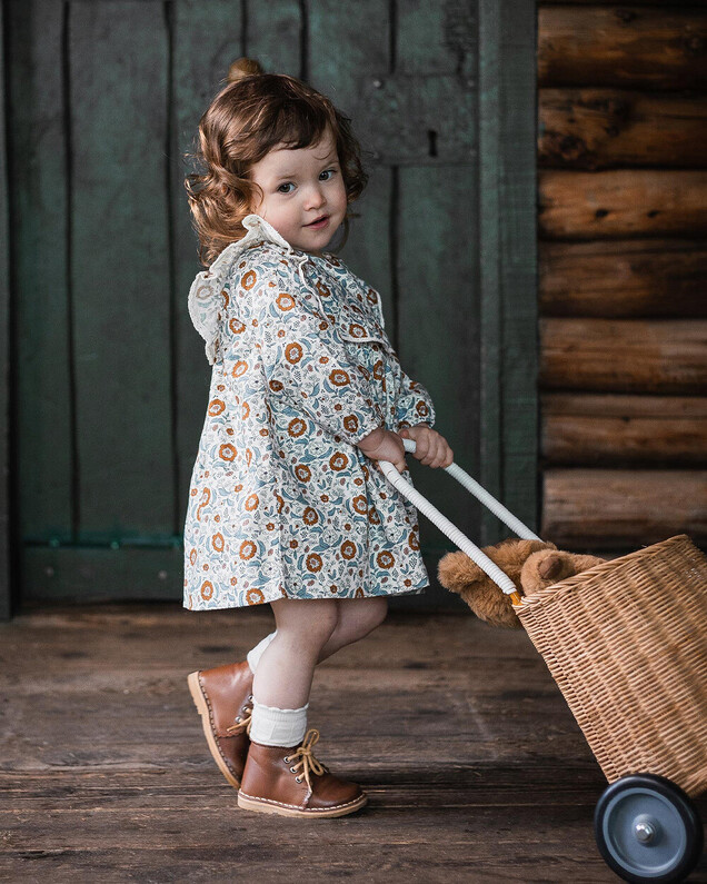 Long sleeve printed dress Folk flower print  Natalys