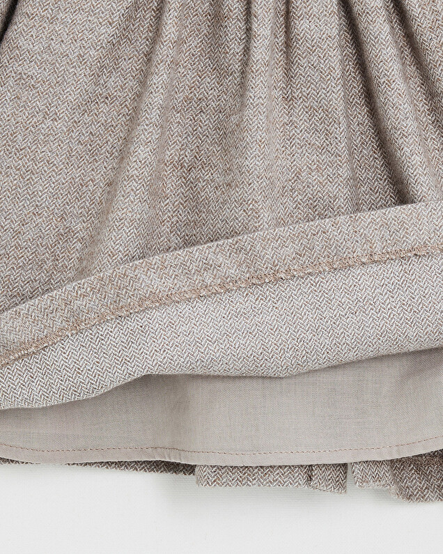 Long sleeve flannel dress Beige color  Natalys