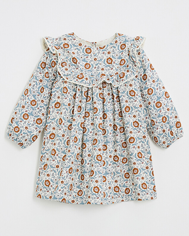 Long sleeve printed dress Folk flower print  Natalys