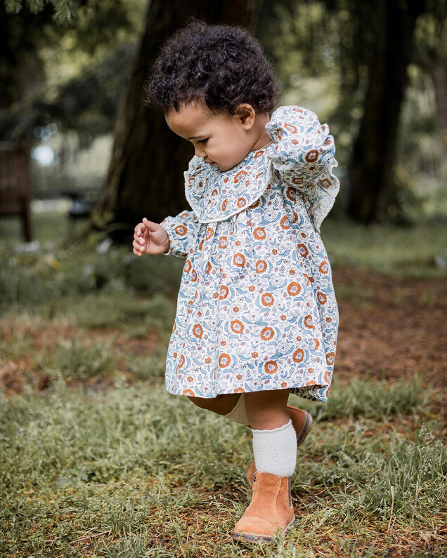Long sleeve printed dress Folk flower print  Natalys