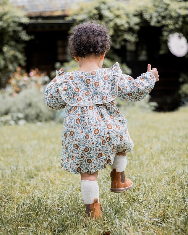 Long sleeve printed dress Folk flower print  Natalys