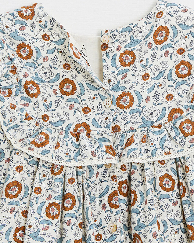 Long sleeve printed dress Folk flower print  Natalys