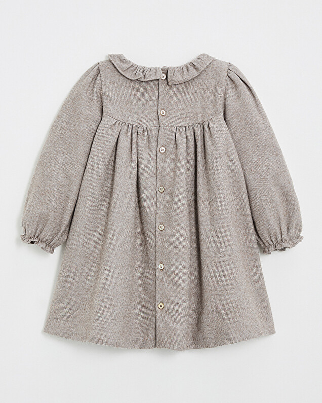Long sleeve flannel dress Beige color  Natalys