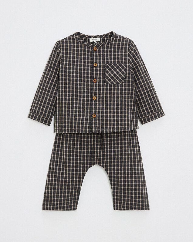 Two-piece flannel pajamas Heather anthracite gray color  Natalys