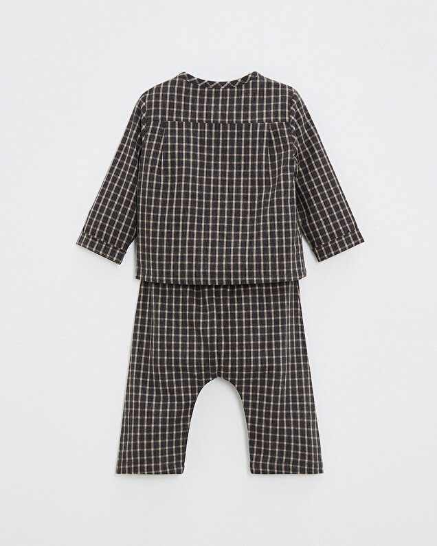 Two-piece flannel pajamas Heather anthracite gray color  Natalys
