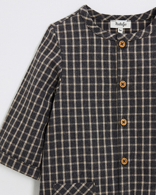 One-piece flannel pajamas Heather anthracite gray color  Natalys