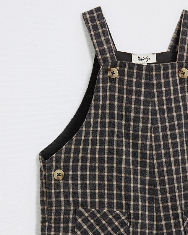 Long flannel overalls Heather anthracite gray color  Natalys