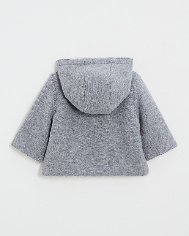 Merino wool hooded jacket Grey color  Natalys
