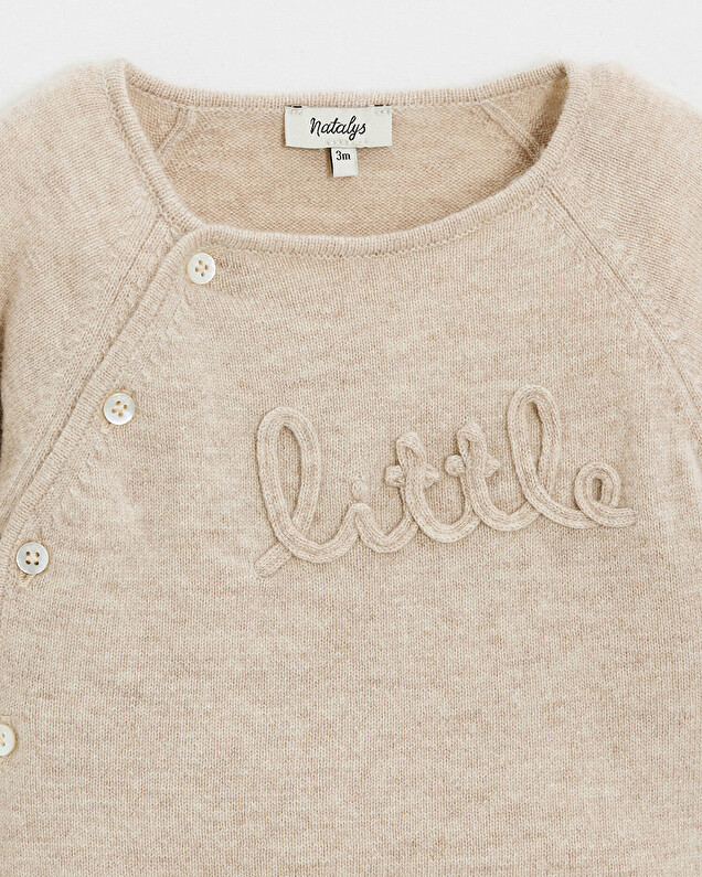 Embroidered Merino wool set Color Beige  Natalys