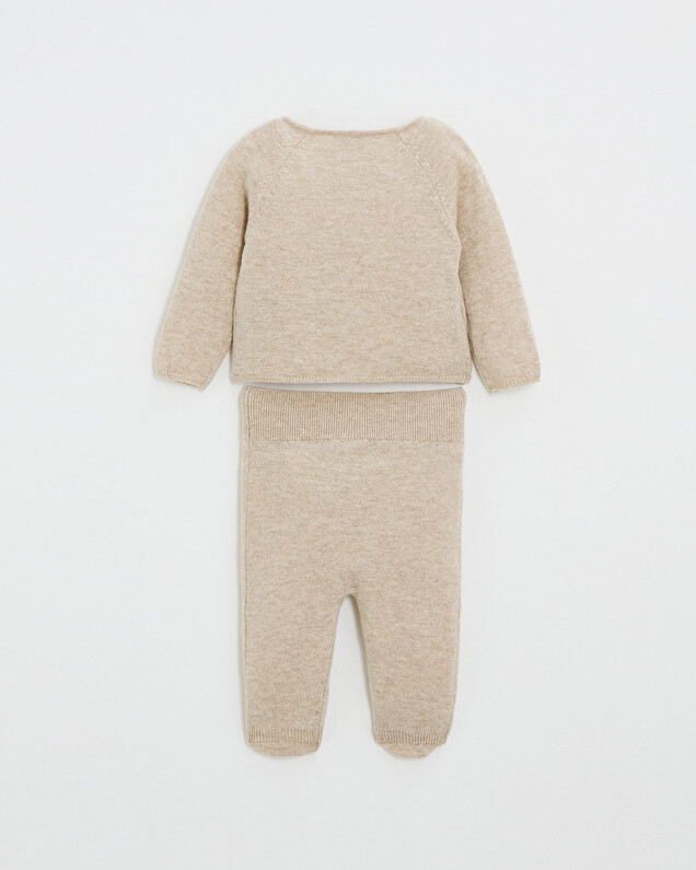 Embroidered Merino wool set Color Beige  Natalys