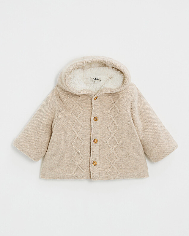 Merino wool hooded jacket Color Beige  Natalys