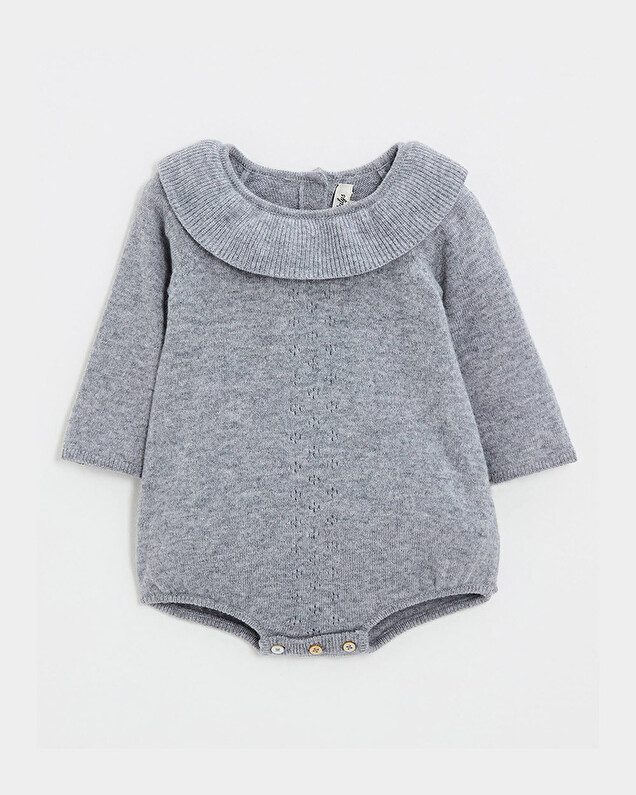 Merino wool romper Grey color  Natalys