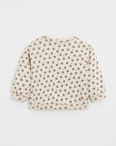 Printed fleece sweatshirt Gold button print  Natalys