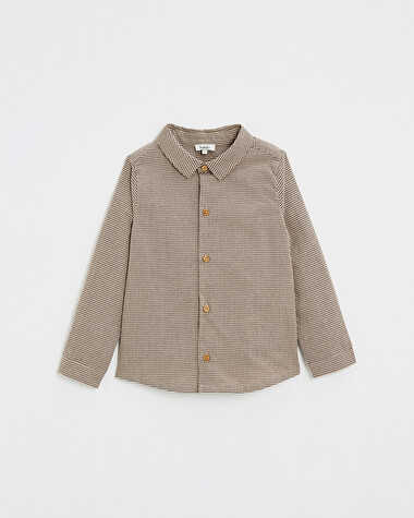 Gingham shirt Anthracite grey/beige color  Natalys