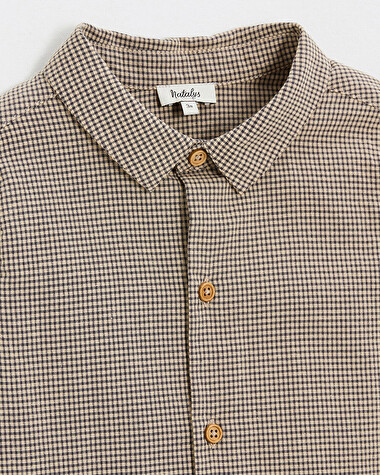 Gingham shirt Anthracite grey/beige color  Natalys