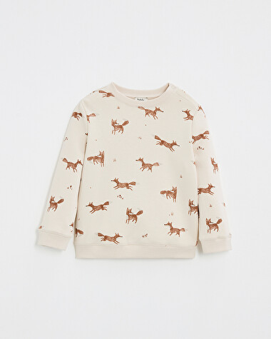 Printed fleece sweatshirt Fox print  Natalys