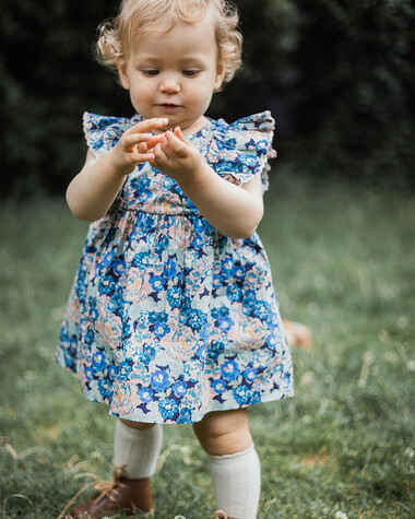 Sleeveless poplin dress Large flower print  Natalys