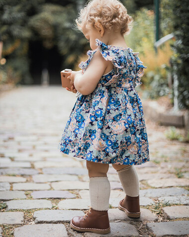 Sleeveless poplin dress Large flower print  Natalys